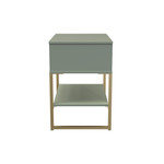 Diego Reed Green 1 Drawer Midi Bedside Cabinet with Gold Frame Legs