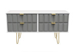 Cube Shadow Grey and White 4 Drawer Bed Box with Gold Hairpin Legs Welcome Furniture