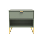 Diego Reed Green 1 Drawer 1 Shelf Midi Bedside Cabinet with Gold Frame Legs