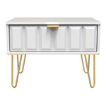 Cube White Matt 1 Drawer Midi Chest with Gold Hairpin Legs Welcome Furniture