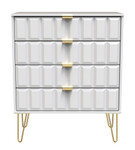 Cube White Matt 4 Drawer Chest with Gold Hairpin Legs Welcome Furniture