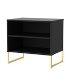 Diego Black Double Open Midi Bedside Cabinet with Gold Frame Legs Welcome Furniture