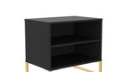 Diego Black Double Open Midi Bedside Cabinet with Gold Frame Legs Welcome Furniture