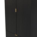 Diego Black 2 Door 2 Drawer Wardrobe with Gold Fittings