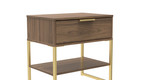 Diego Carini Walnut 1 Drawer Midi Bedside Cabinet with Gold Frame Legs Welcome Furniture