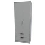 Diego Dusk Grey 2 Door 2 Drawer Wardrobe with Black Fittings