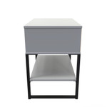 Diego Dusk Grey 1 Drawer Midi Bedside Cabinet with Black Frame Legs