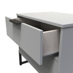 Diego Dusk Grey 2 Drawer Midi Bedside Cabinet with Black Frame Legs 