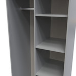 Diego Dusk Grey Open Shelf Wardrobe with Black Fittings