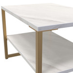 Diego Marble Lamp Table with Gold Frame Legs