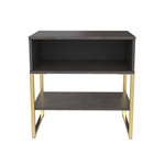 Diego Pewter Single Open Midi Bedside Cabinet with Gold Frame Legs Welcome Furniture