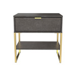 Diego Pewter 1 Drawer Midi Bedside Cabinet with Gold Frame Legs Welcome Furniture