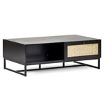 Padstow Black & Rattan 2 Drawer Coffee Table