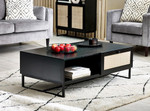 Padstow Black & Rattan 2 Drawer Coffee Table