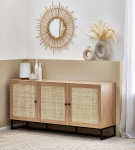 Padstow Oak & Rattan Sideboard