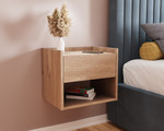 Pair of Harmony Oak Effect Wall Mounted Bedside Tables