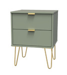 Hong Kong Reed Green 2 Drawer Bedside Cabinet with Gold Hairpin Legs