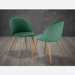 Pair of Venice Green Velvet Dining Chairs