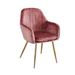 Pair of Lara Vintage Pink Dining Chairs with Gold Legs