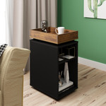 Naples Black and Pine Effect Storage Side Table 