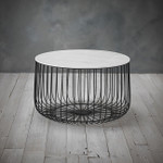 Enzo Large Cage Table with Marble Effect Table Top