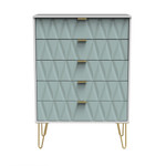 Diamond Duck White 5 Drawer Chest with Gold Hairpin Legs