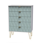 Diamond Duck White 5 Drawer Chest with Gold Hairpin Legs
