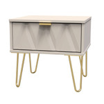 Diamond Kashmir 1 Drawer Bedside Cabinet with Gold Hairpin Legs