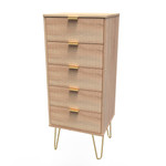 Linear Bardolino 5 Drawer Bedside Cabinet with Gold Hairpin Legs