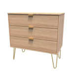 Linear Bardolino 3 Drawer Chest with Gold Hairpin Legs