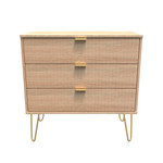 Linear Bardolino 3 Drawer Chest with Gold Hairpin Legs