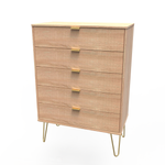 Linear Bardolino 5 Drawer Chest with Gold Hairpin Legs