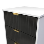 Linear Black and White 5 Drawer Bedside Cabinet with Gold Hairpin Legs