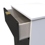 Linear Black and White 5 Drawer Bedside Cabinet with Gold Hairpin Legs