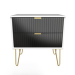 Linear Black and White 2 Drawer Midi Chest with Gold Hairpin Legs