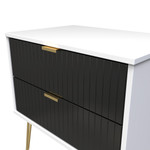 Linear Black and White 2 Drawer Midi Chest with Gold Hairpin Legs
