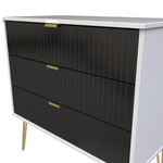 Linear Black and White 3 Drawer Chest with Gold Hairpin Legs