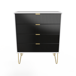 Linear Black and White 4 Drawer Chest with Gold Hairpin Legs