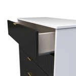 Linear Black and White 5 Drawer Chest with Gold Hairpin Legs