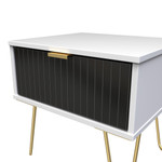 Linear Black and White 1 Drawer Bedside Cabinet with Gold Hairpin Legs