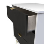 Linear Black and White 3 Drawer Midi Chest with Gold Hairpin Legs