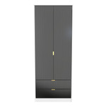Linear Black and White 2 Door 2 Drawer Wardrobe