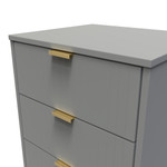 Linear Dust Grey 5 Drawer Bedside Cabinet with Gold Hairpin Legs
