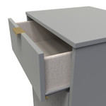 Linear Dust Grey 5 Drawer Bedside Cabinet with Gold Hairpin Legs