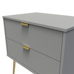 Linear Dust Grey 2 Drawer Midi Chest with Gold Hairpin Legs