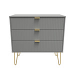 Linear Dust Grey 3 Drawer Chest with Gold Hairpin Legs