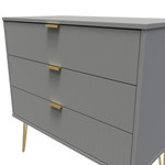 Linear Dust Grey 3 Drawer Chest with Gold Hairpin Legs