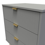 Linear Dust Grey 3 Drawer Midi Chest with Gold Hairpin Legs