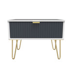 Linear Indigo and White 1 Drawer Midi Chest with Gold Hairpin Legs