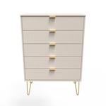 Linear Kashmir 5 Drawer Chest with Gold Hairpin Legs